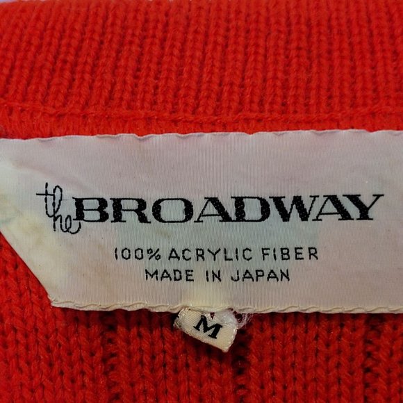 Vintage Red Pullover Sweater Collared The Broadway Size Medium Acrylic Japan - Picture 6 of 12